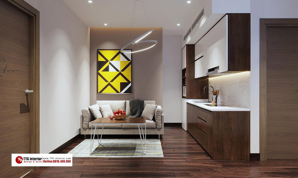 Chiếc Sofa với đường nét đơn giản trong thiết kế nội thất căn hộ cao cấp Hải Phòng