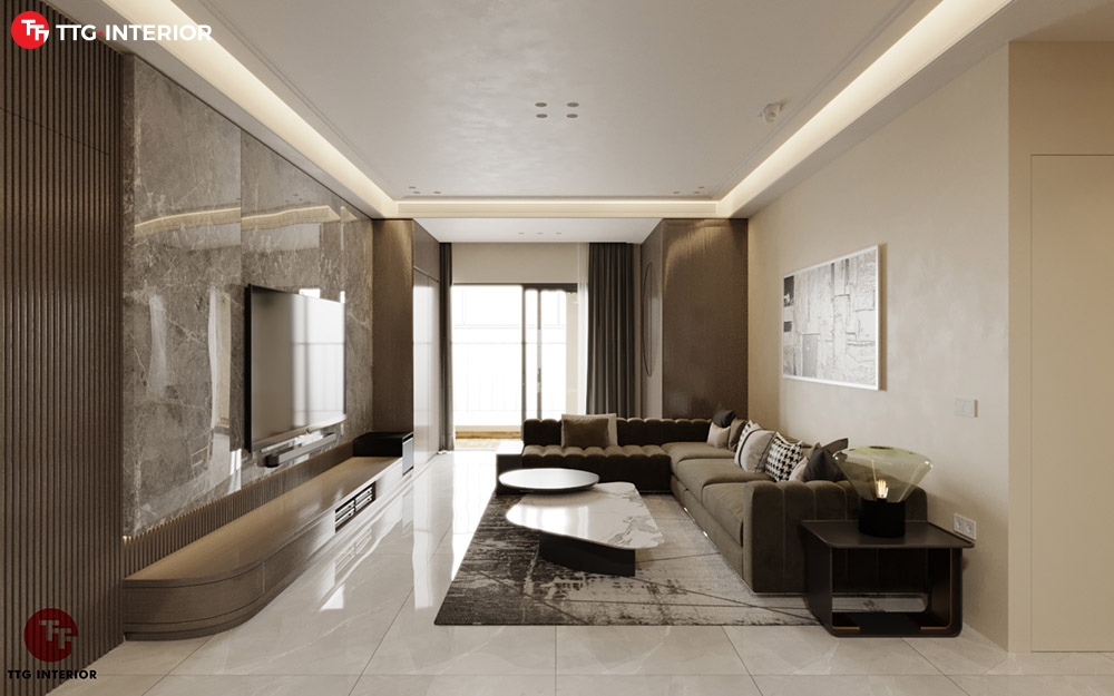 Phòng khách chung cư được TTG Interior thiết kế và thi công 