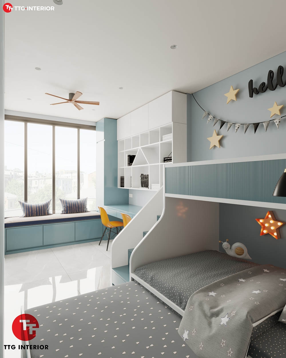Phòng ngủ hiện đại cho bé trong căn hộ chung cư