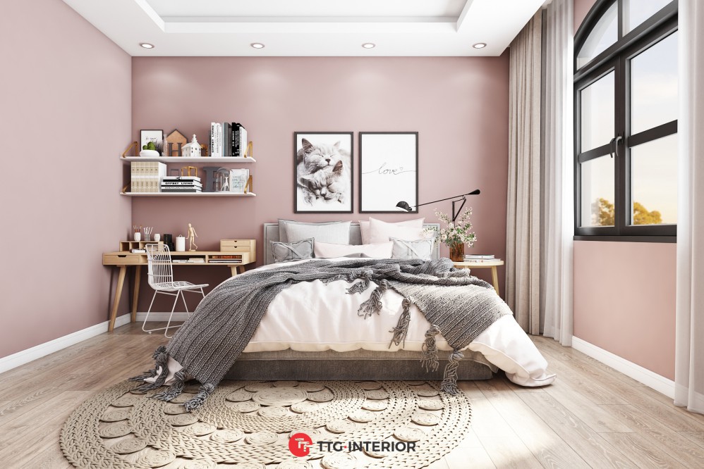 Các mẫu phòng ngủ đẹp cho nữ màu hồng