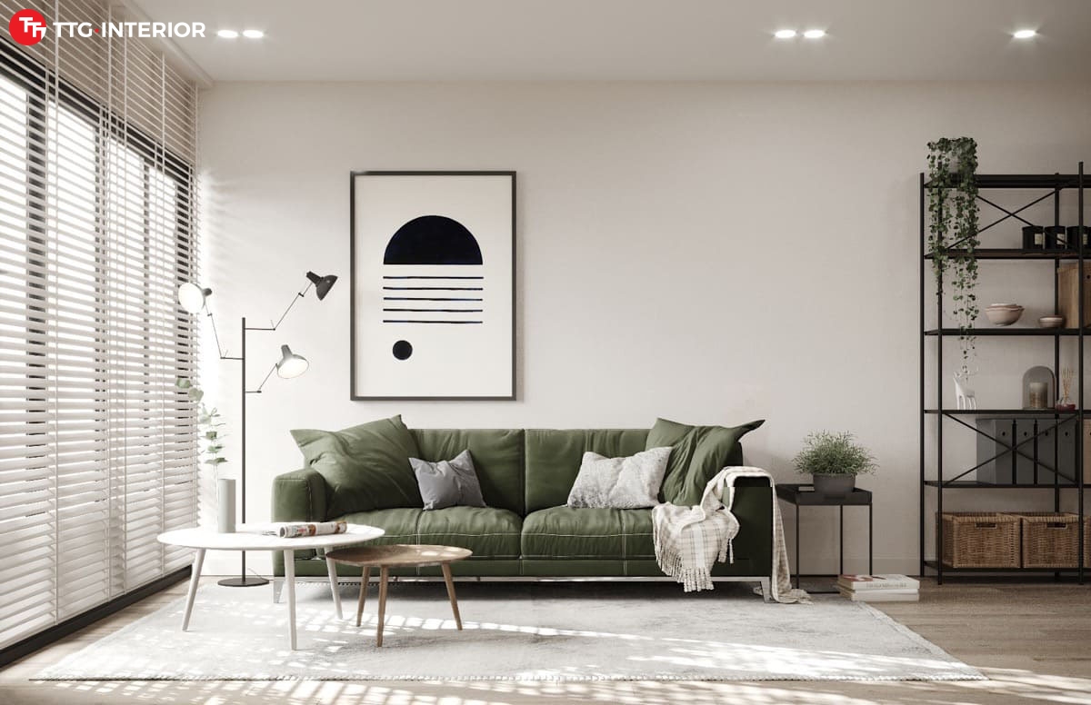Thiết kế nội thất phòng khách đẹp phong cách tối giản
