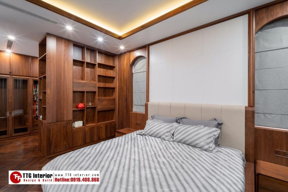 Không gian phòng ngủ master trong mẫu thiết kế biệt thự phố Quảng Ninh
