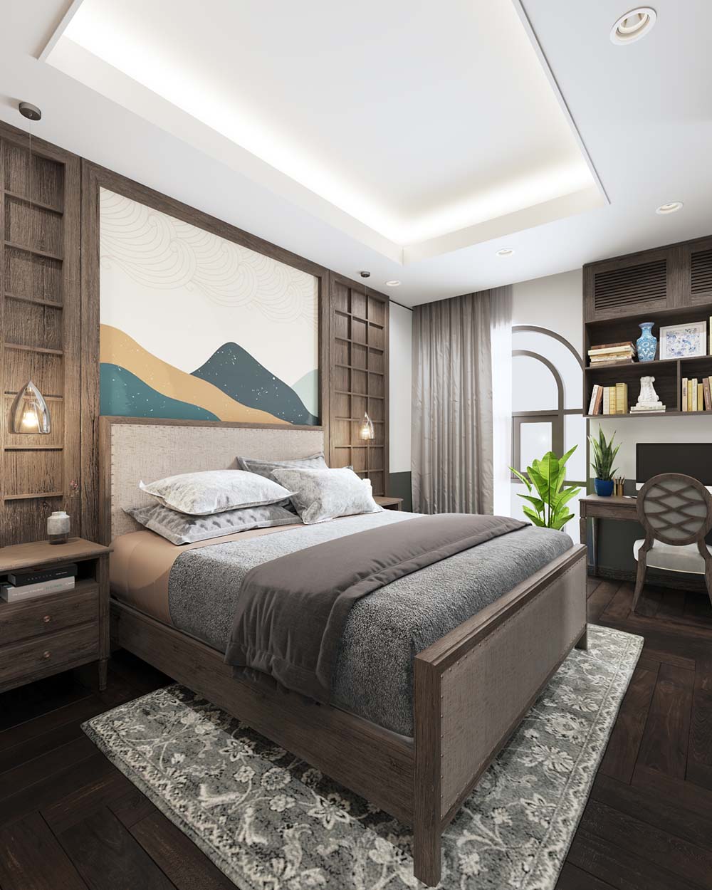 Với từng không gian, kích thước phòng ngủ khác nhau, gia chủ có thể linh hoạt lựa chọn phong cách nội thất và họa tiết hoa văn 