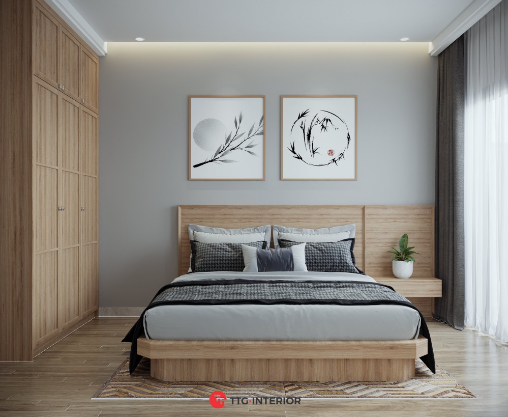 Thiết kế phòng ngủ master lấy ý tưởng từ phong cách Wabi-sabi