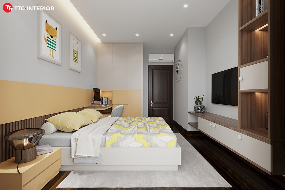 thiết kế thi công nội thất Vinhome Golden Avenue phòng ngủ