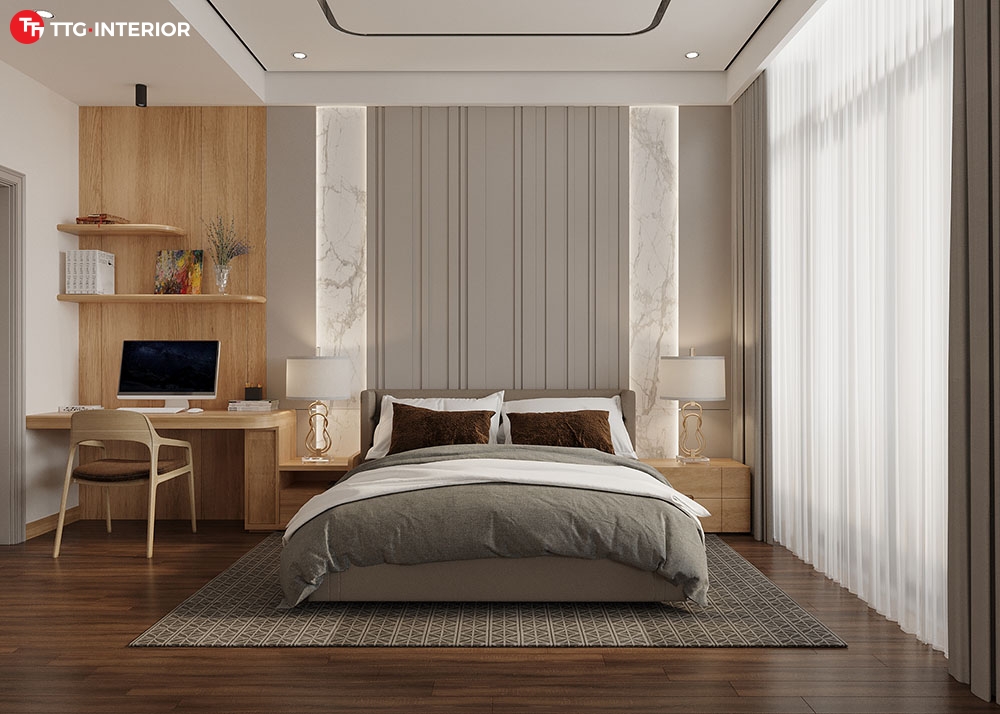 thiết kế thi công nội thất Vinhome Golden Avenue cho phòng ngủ