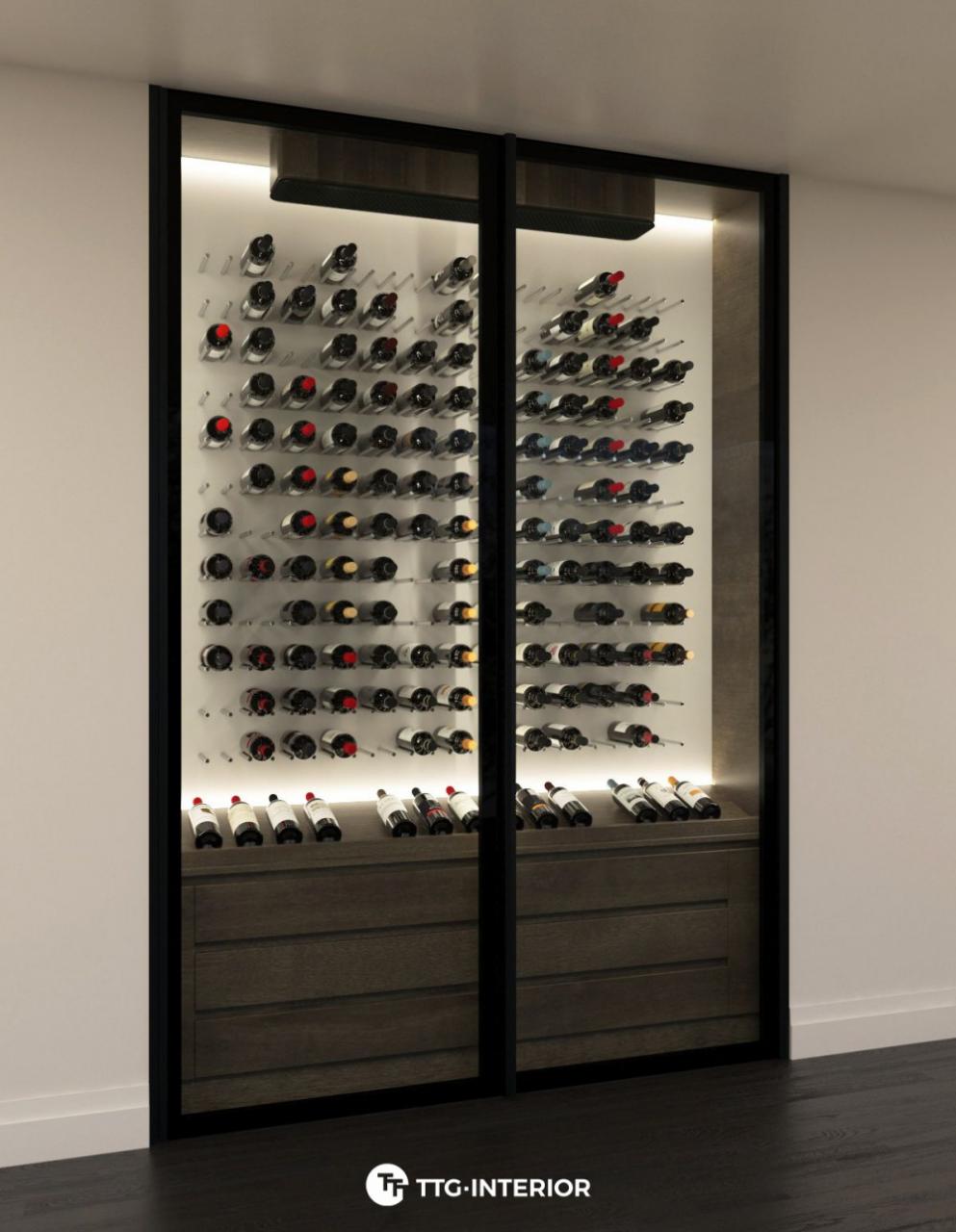 Tủ rượu âm tường bằng kính