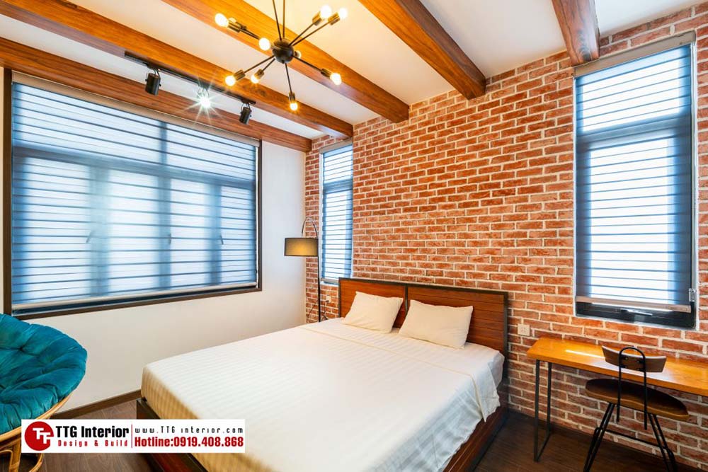 Phòng ngủ 1 homestay ốp gạch