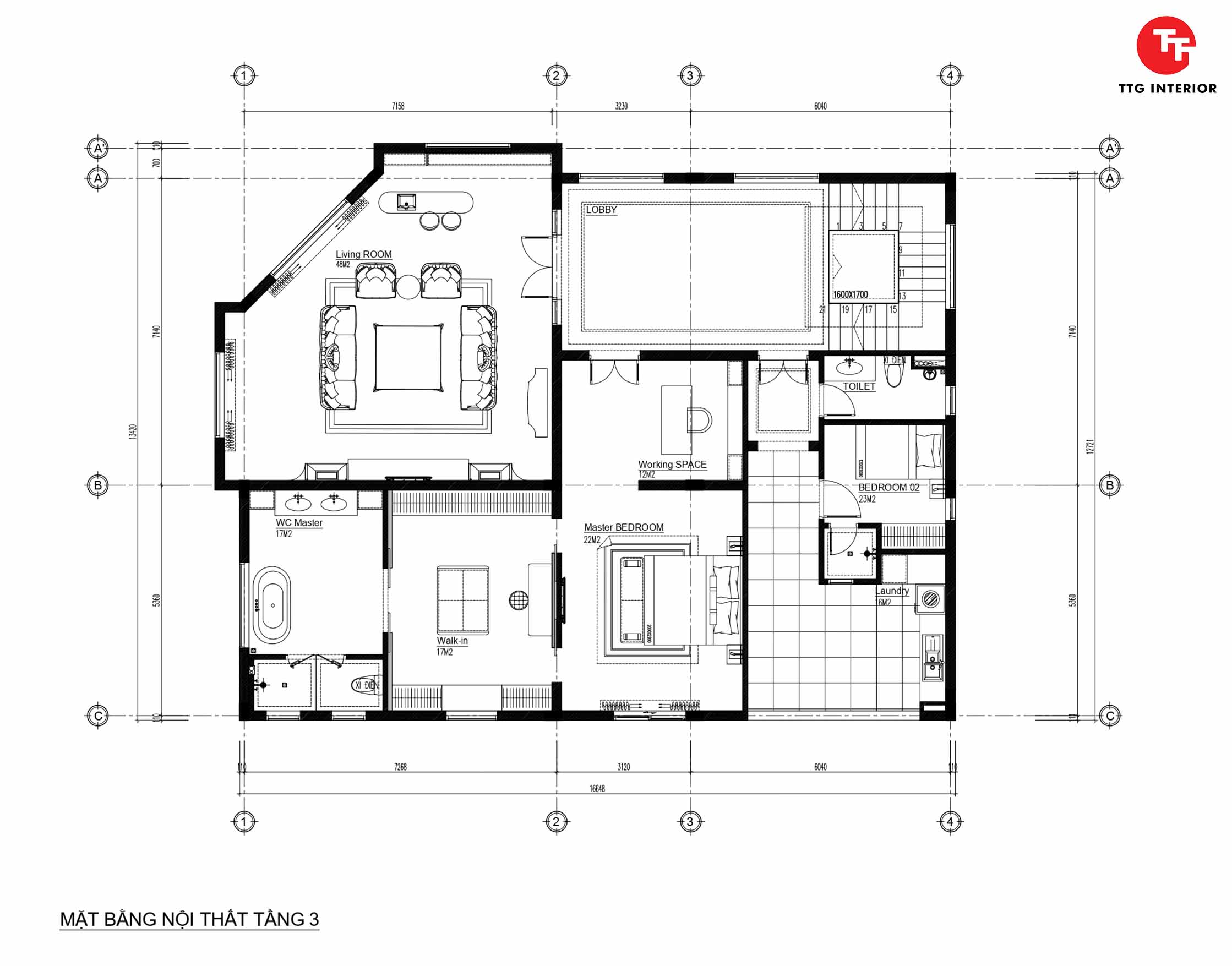 Mặt bằng bố trí nội thất tầng 3 dự án Brasseries Building