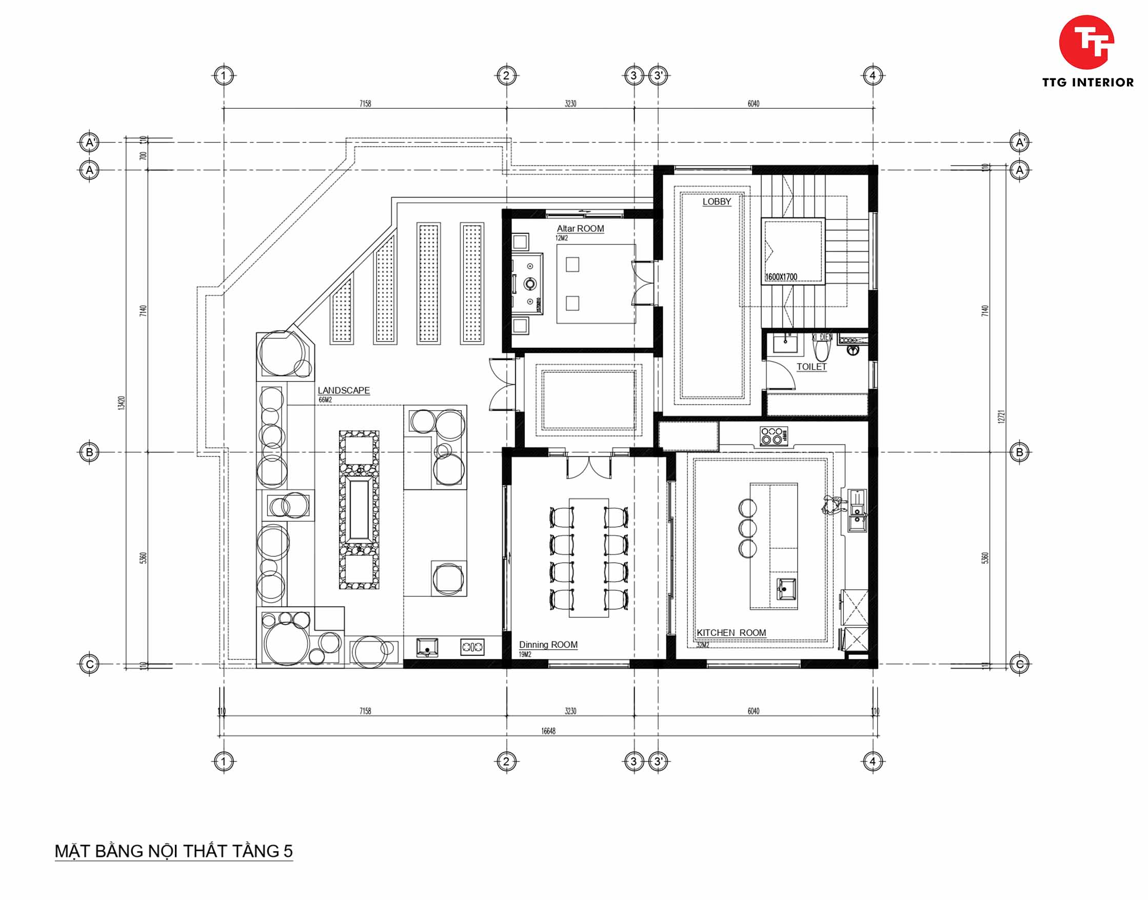 Mặt bằng bố trí nội thất tầng 5 dự án Brasseries Building