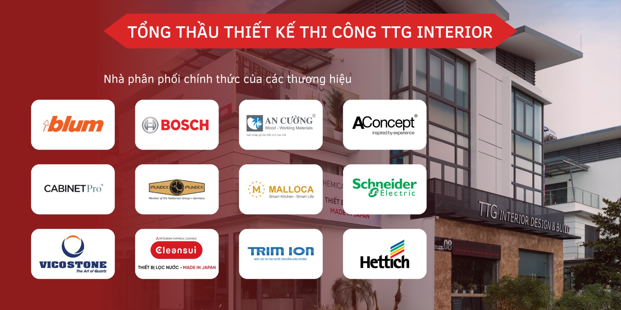 Đối tác phân phối chính thức của các thương hiệu lớn trong ngành nội thất