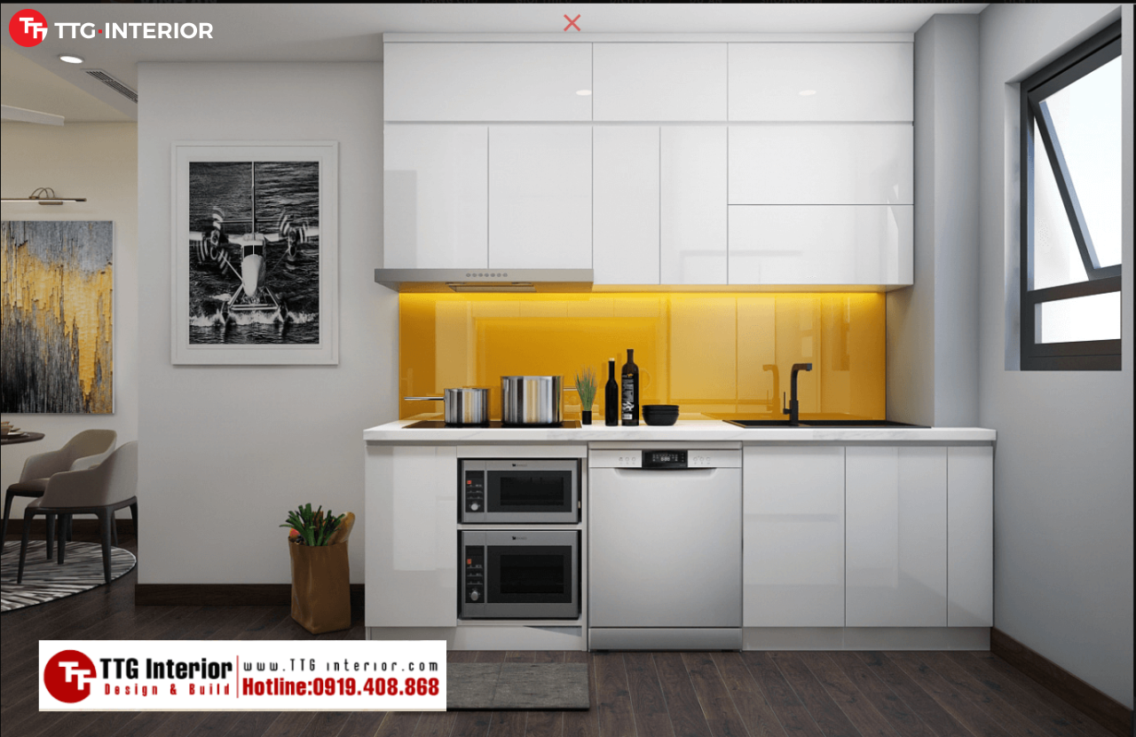 5 thiết kế tủ bếp hình chữ I đẹp mê ly cho nhà phố có không gian hẹp 2 tủ bếp chữ i hiện đại