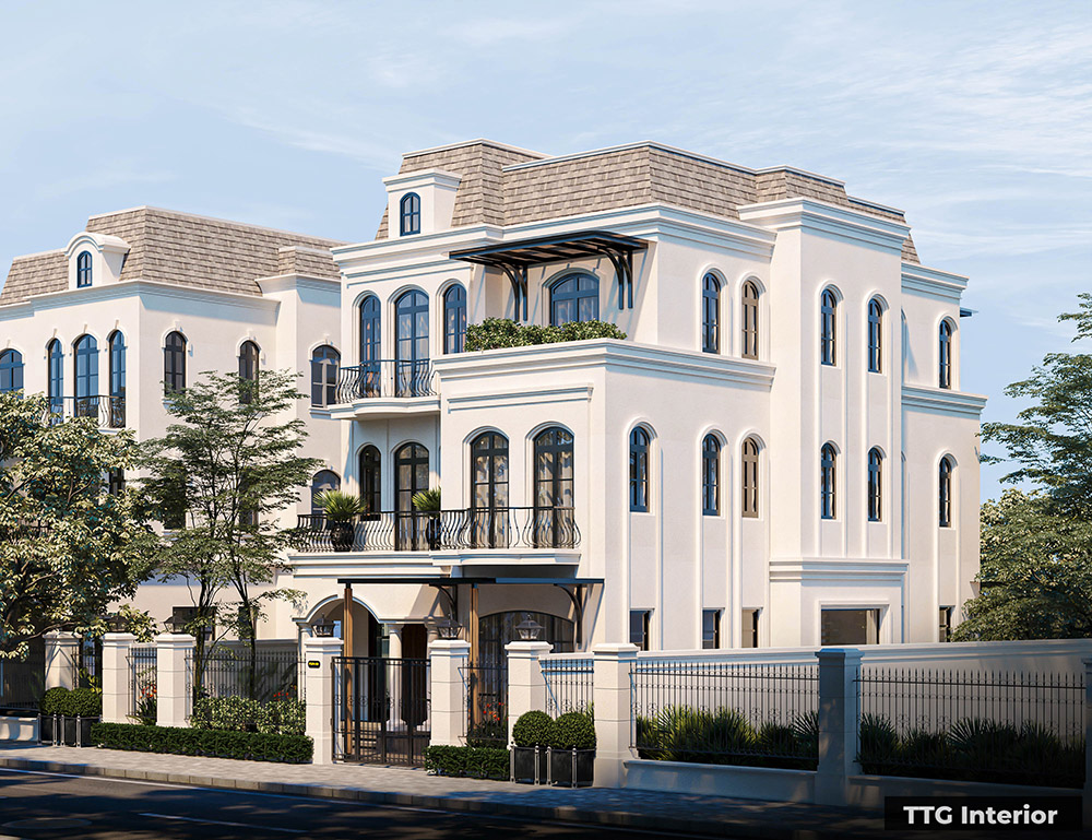 Biệt thự tân cổ điển 3 tầng – Vẻ đẹp vượt thời gian trong từng đường nét 2 Hệ thống cửa vòm và lan can sắt nghệ thuật