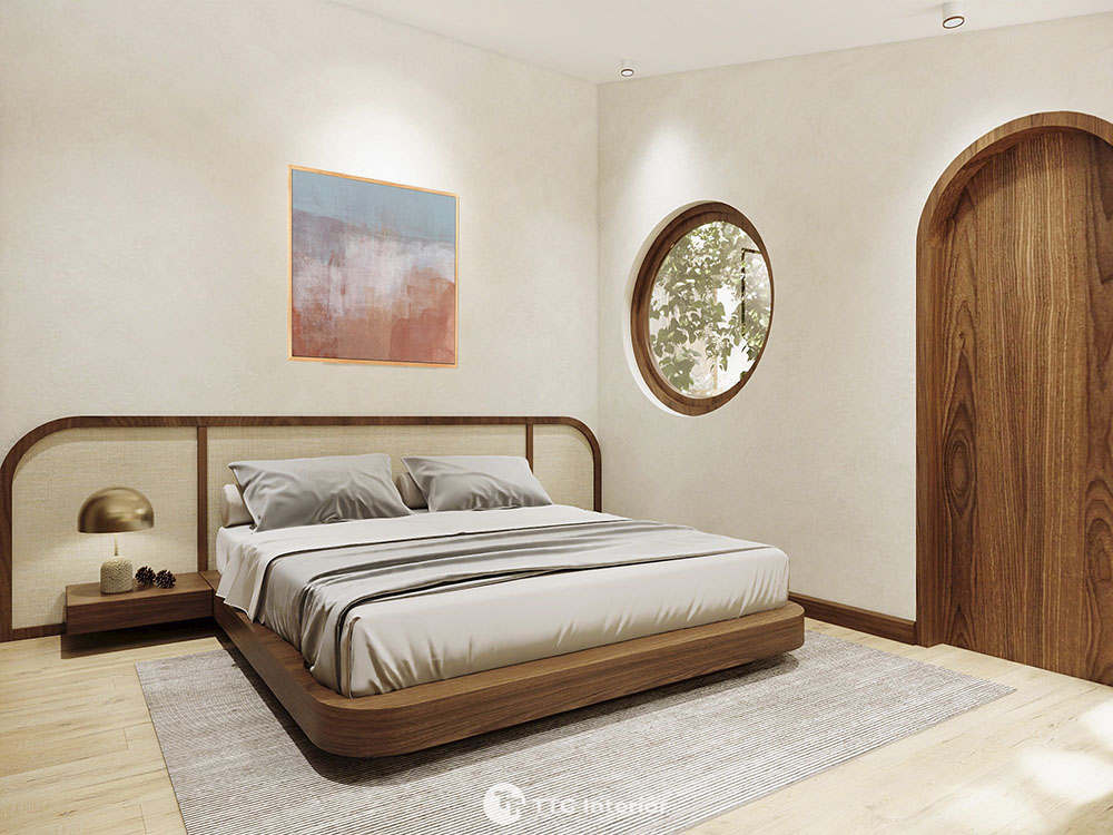 Thiết kế nhà phố sân vườn 2 tầng sống xanh giữa lòng đô thị 5 Phòng ngủ tối giản nhưng ấm cúng